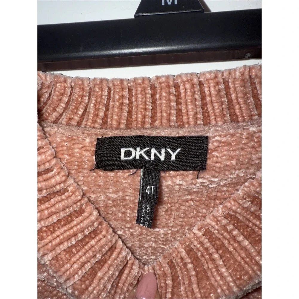 DKNY Girls Soft Sweater 4T Coral Color